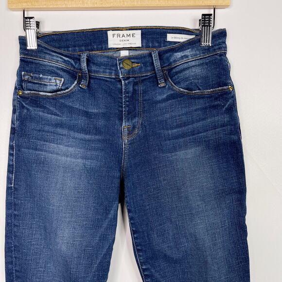 Frame Denim Size 26 Le Skinny De Jeanne Tulip Hem in York Wash Cotton Stretch - Picture 3 of 12